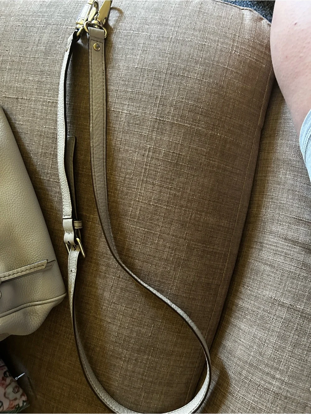 kate spade New York Taupe Leather Satchel with Detachable Strap